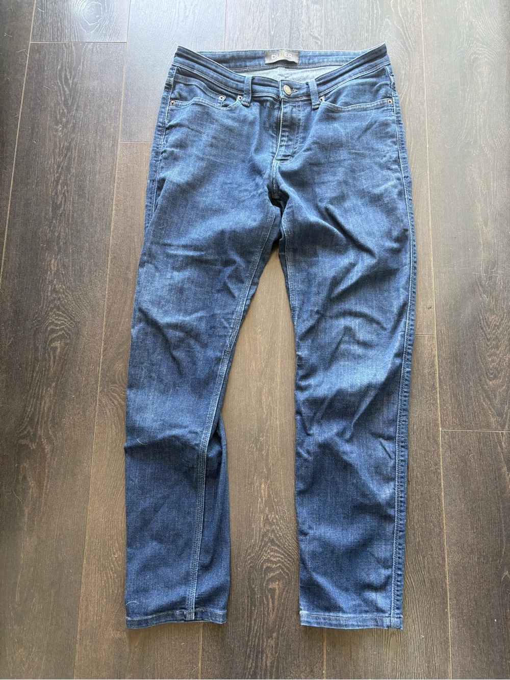 Men's Slim Straight Jeans in Dark Blue - Duer